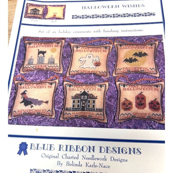 Halloween Cross Stitch Pattern Set Of 6 Ornaments By Blue Ribbon Designs - Picture 2 of 3